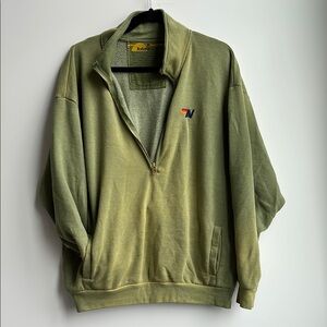 Aviator Nation Women’s green/yellow wash pullover sweatshirt in size M
